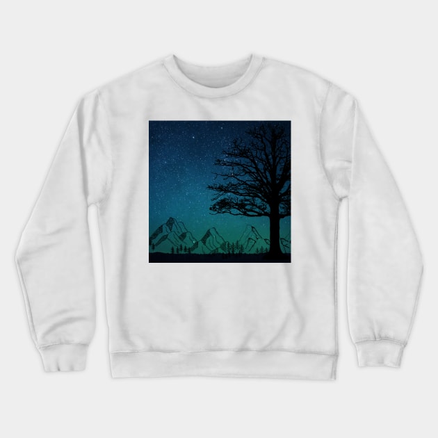 Tree In Dark Crewneck Sweatshirt by Bishop Creations